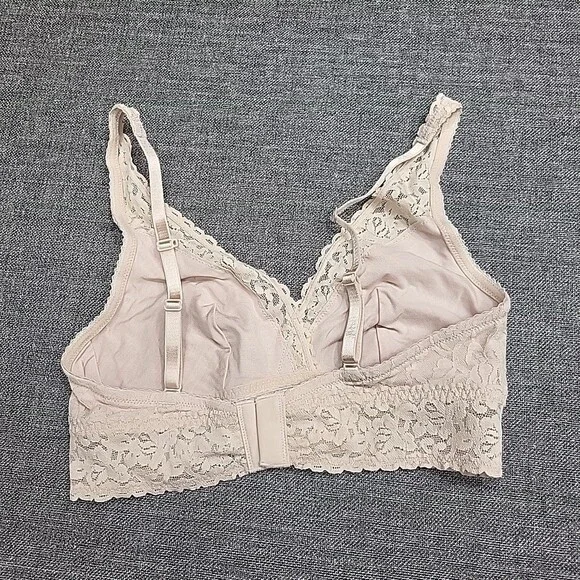 Felina Womens Set of 2 Wirefree Lace Bralette Medium Size Navy Beige Modern Bras - Picture 6 of 9